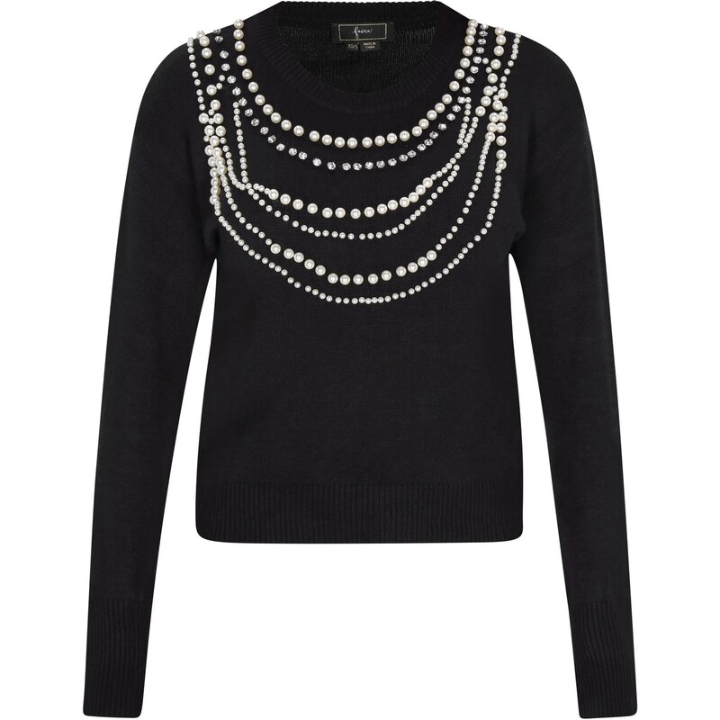 faina Sveter čierna / strieborná / perlovo biela 63349928