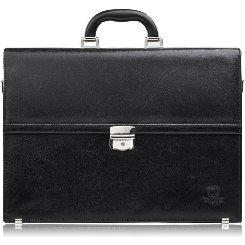 Paolo Peruzzi Pánska kožená aktovka do ruky a cez rameno | čierna S-44 63369068