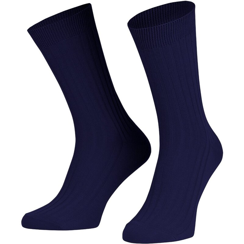 Vysoké tmavomodré bavlnené ponožky 63374047