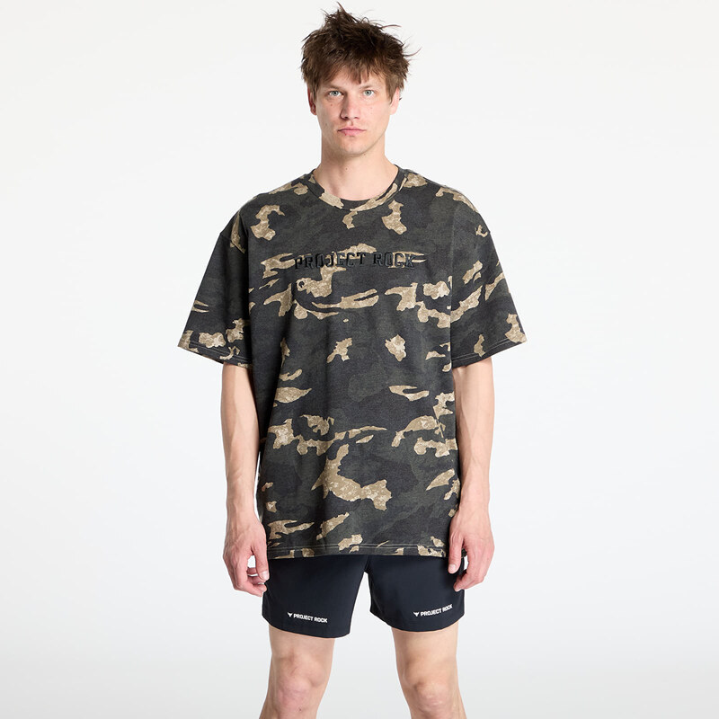 Tričko Under Armour Project Rock All Over Print T-shirt Grey/ Green M 63372629