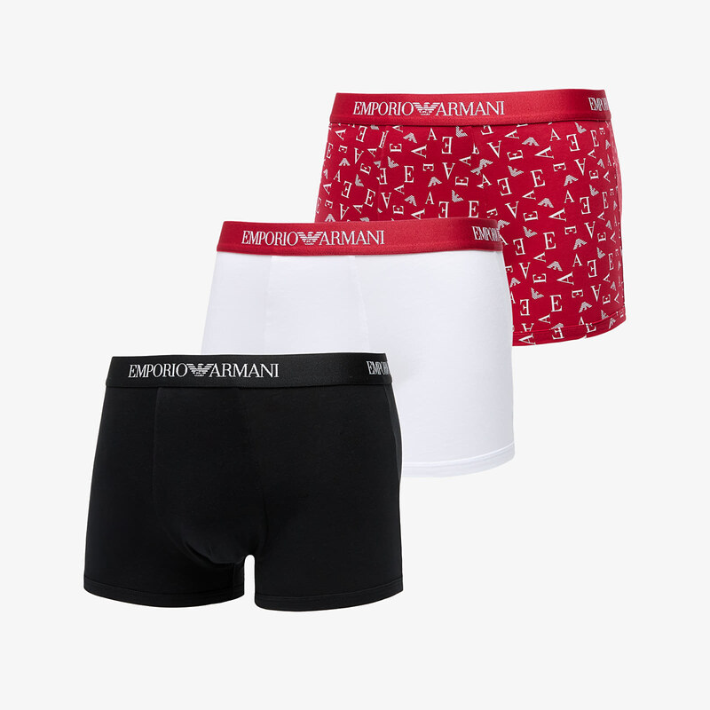 Boxerky EA7 Emporio Armani 3-Pack Trunk White/ Scooter White Prt/ Blk 63372595