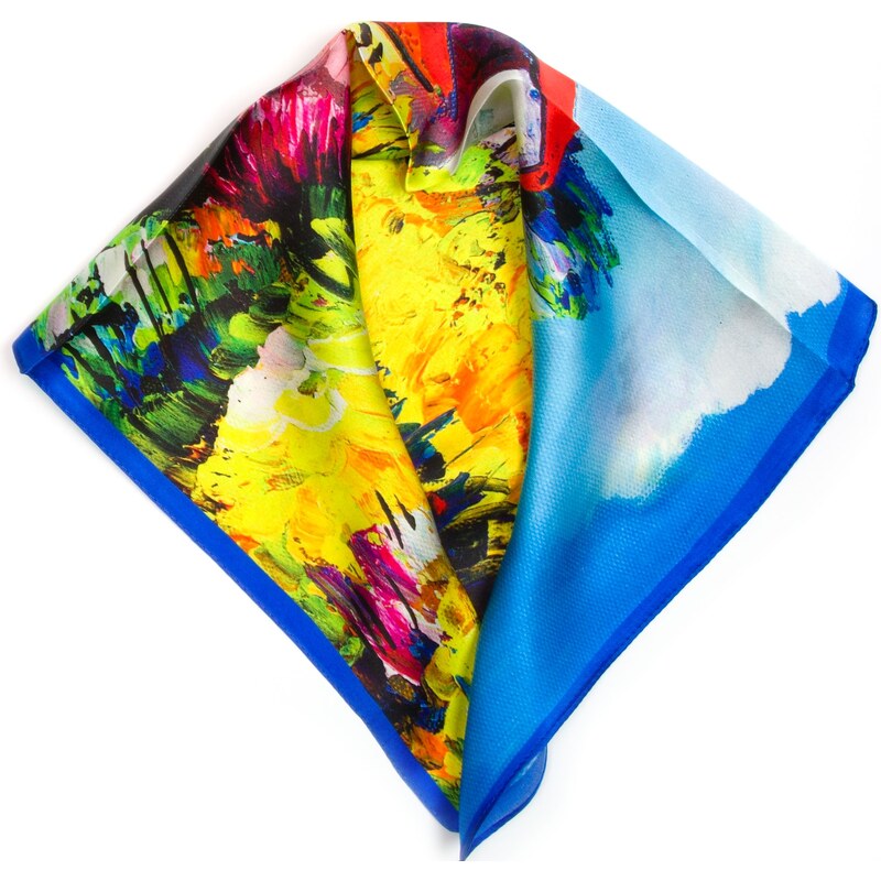 Blaire Dámska hodvábna šatka Valery s motívom modrá 64987314