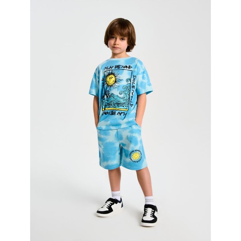 Sinsay - Batikované šortky SmileyWorld - vodová 65745000