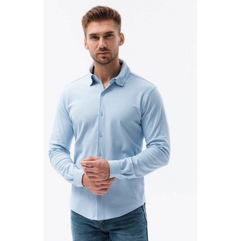 Ombre Clothing Modrá košeľa s dlhým rukávom K540 63373796