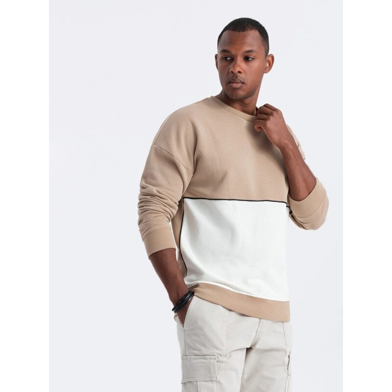 Ombre Clothing Nevšedná mikina v béžovej farbe V2 OM-SSNZ-0130 63373808