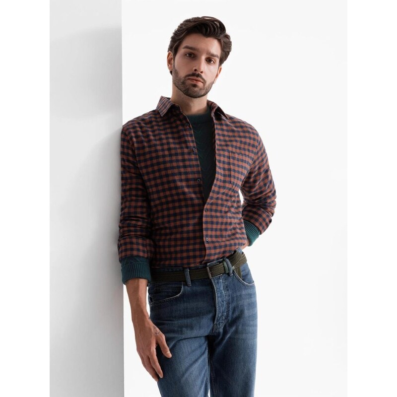 Ombre Clothing Flanelová pánska košeľa v6 om-shcs-0150 63373813