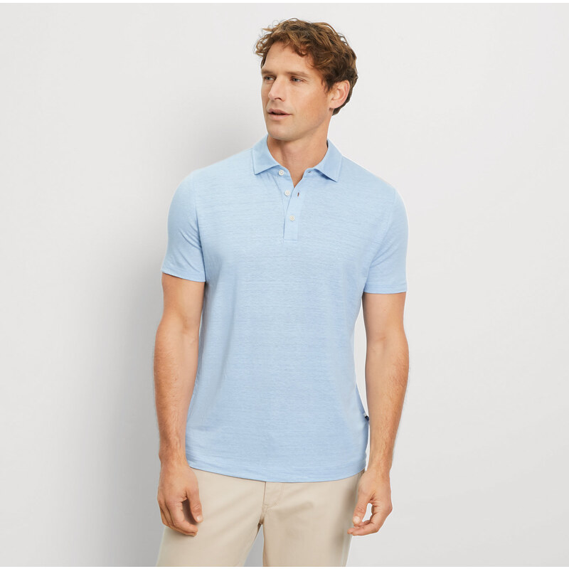 Pánska belasá ľanová polokošeľa OLYMP 63375256