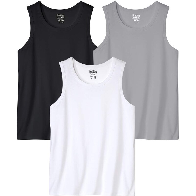 Sada 3 jednofarebných tielok Atlas For Men Čierna 63385483