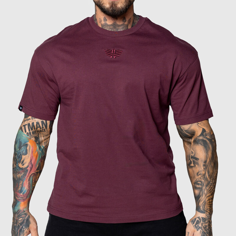 Oversized tričko Iron Aesthetics 3D, bordové 63390037