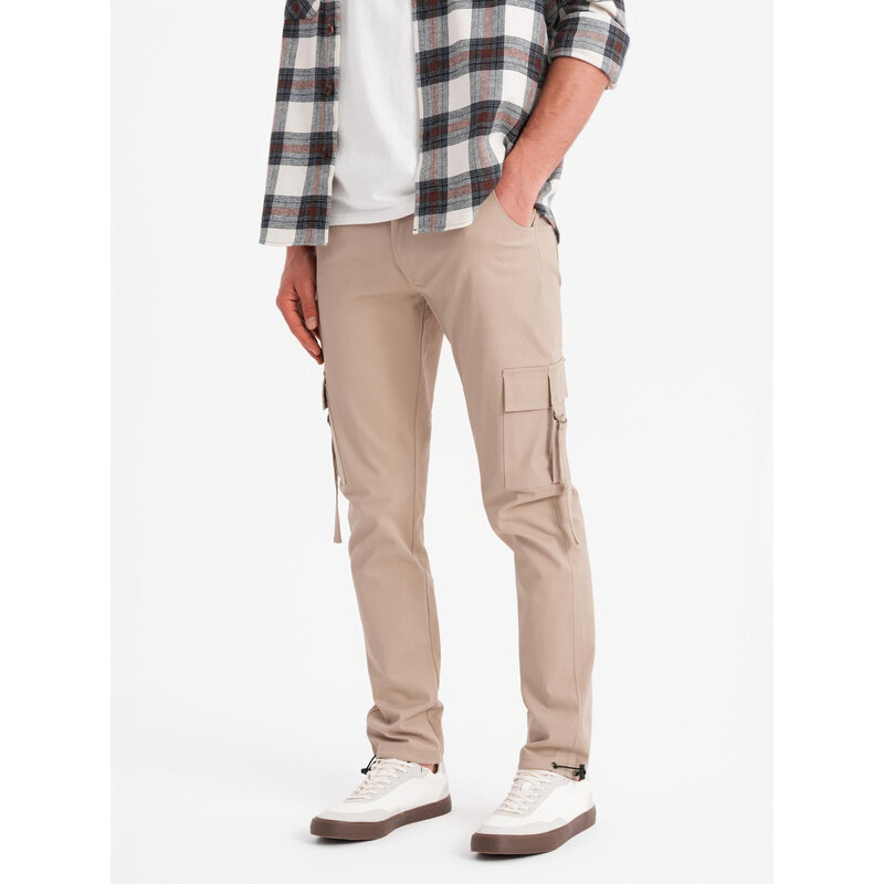 Ombre Mens STRAIGHT LEG cargo pants with striped pockets - sand 64782387