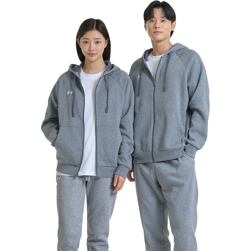 Mikina Under Armour Rival Fleece FZ Hoodie Castlerock Light Heather/ 63392993