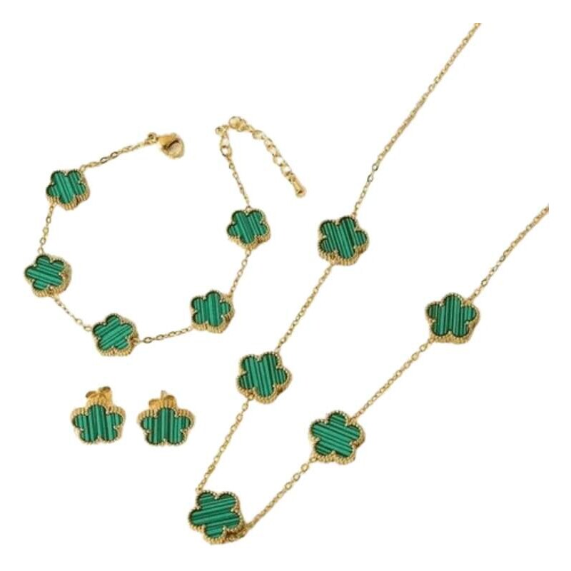 Glory Dámsky oceľový set Clover green zlatý 660 63395100