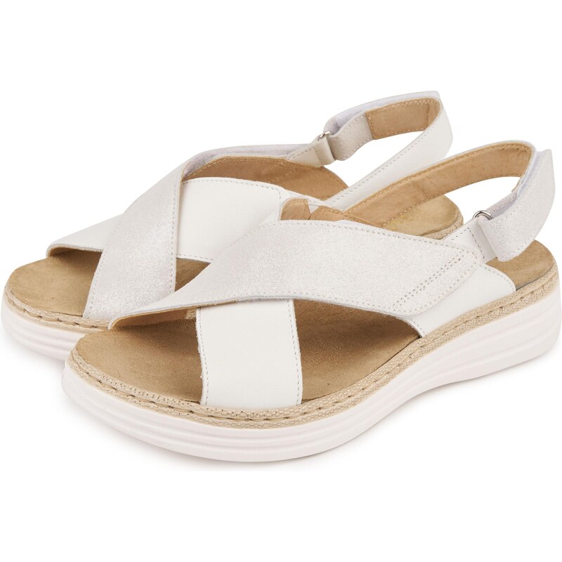 Vlnka Dámske kožené sandále Danka strieborná veľkosti obuvi - dospelí 63395156