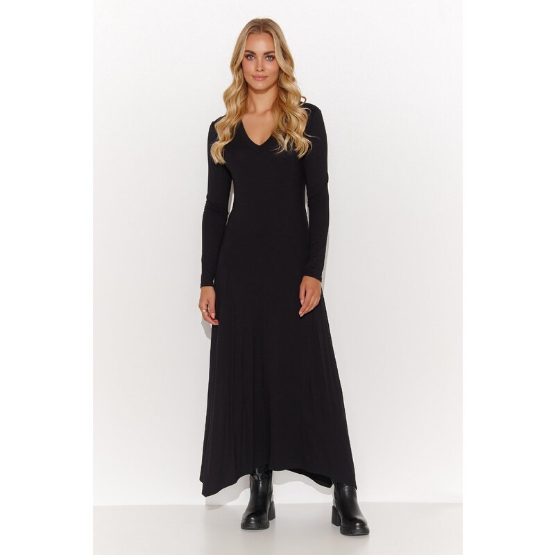Makadamia Dlhé viskózové šaty M809 | čierna M809 63395529