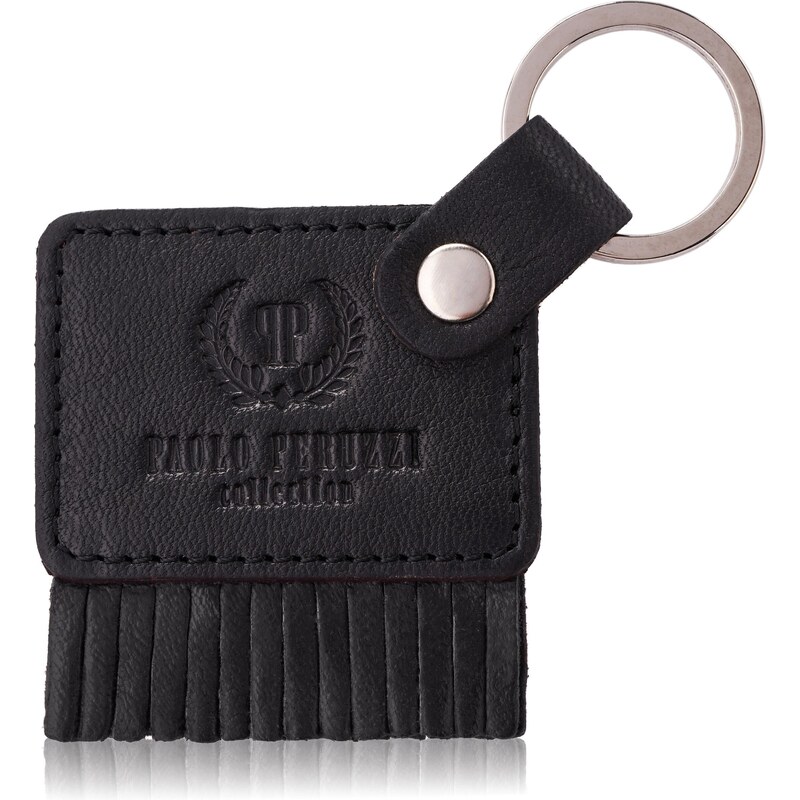 PAOLO PERUZZI Kožená kľúčenka T-88-BL/BL | čierna T-88-BL/BL 63395584