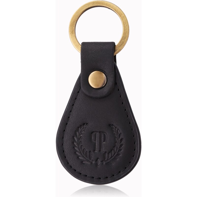 PAOLO PERUZZI Kožená kľúčenka T-85-HBL | čierna T-85-HBL 63395605