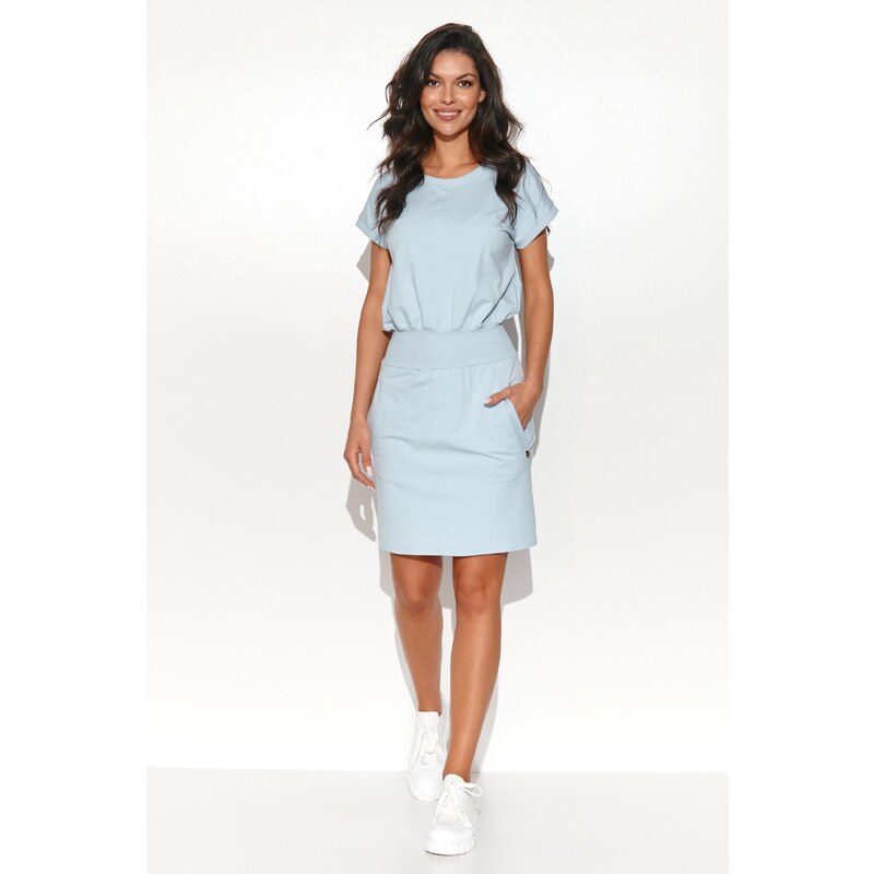 Numinou Krátke šaty s rebrovaným pásom NU427 | svetlomodrá NU427 63395653
