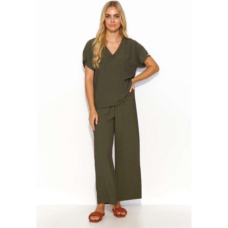 Makadamia Dámska súprava so širokými nohavicami M831 | khaki M831 63395687