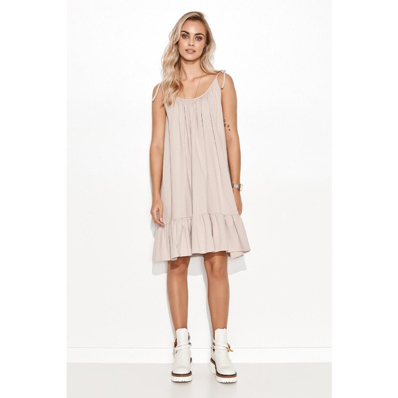 Makadamia Letné šaty s volánom M726 | svetlobéž M726 63395690
