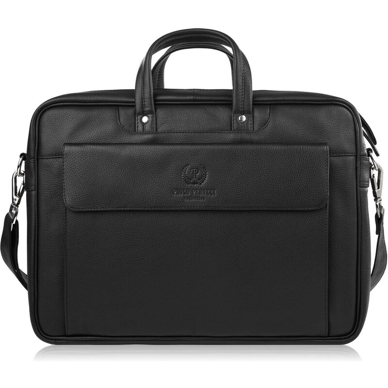 Paolo Peruzzi Pánska kožená taška A4 na notebook E-25-BL | čierna E-25 63395835