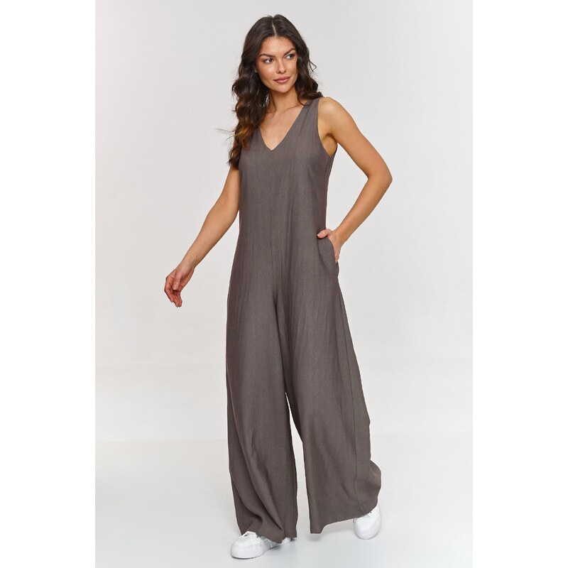 Makadamia Elegantný overal s výstrihom do V M882 | mokka M882 63395982