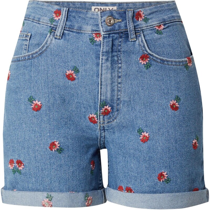 ONLY Džínsy ONLHUSH modrá denim / tmavozelená / červená 63400685