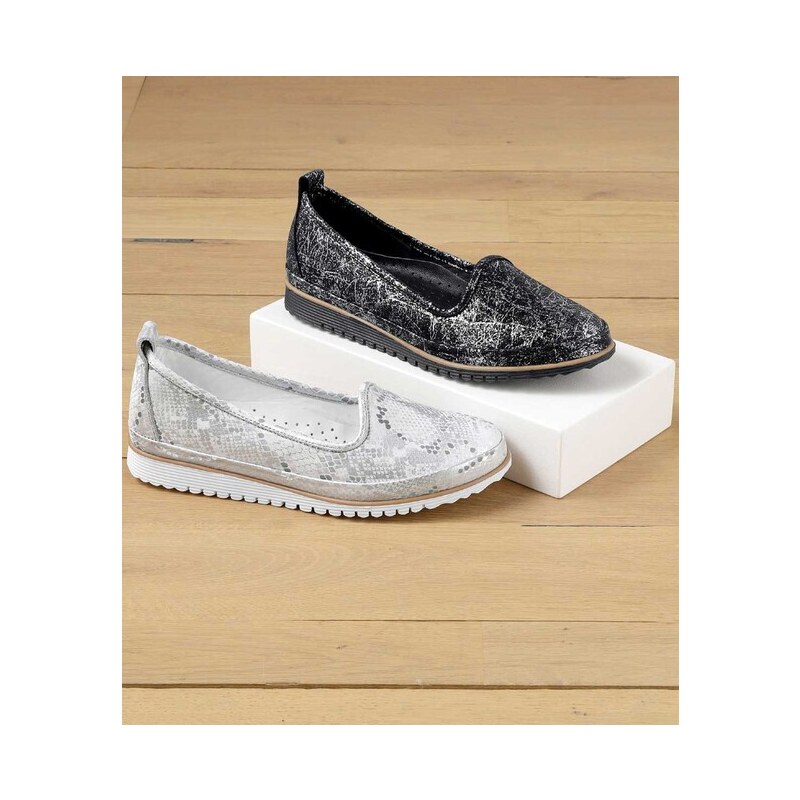 E-shop Kožené slipper topánky Andrea Conti, bielo-strieborné