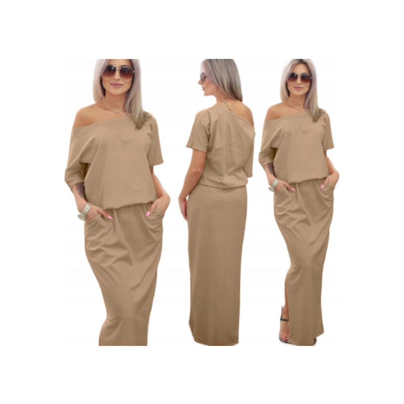 Športové maxi šaty s vreckami MF815 63400190