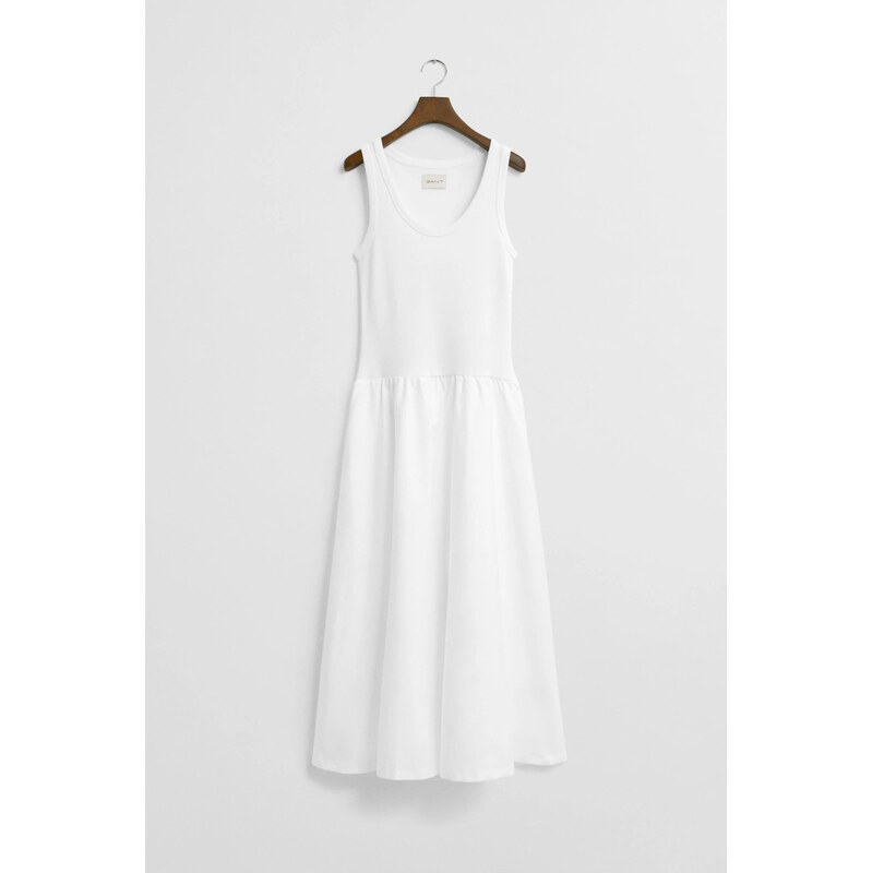 ŠATY GANT MIDI JERSEY WOVEN COMBO DRESS WHITE 63400102