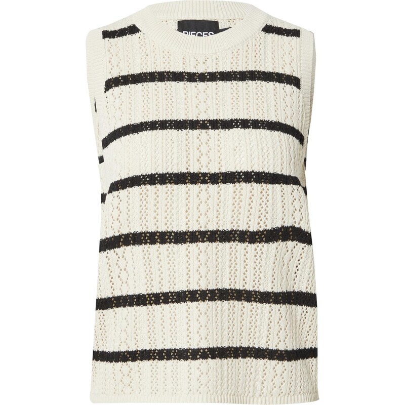 PIECES Sveter PCNuka nebielená / čierna 65877795