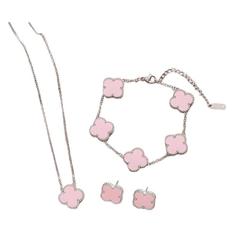 Glory Dámsky oceľový set Clover pink strieborný 665 63406996