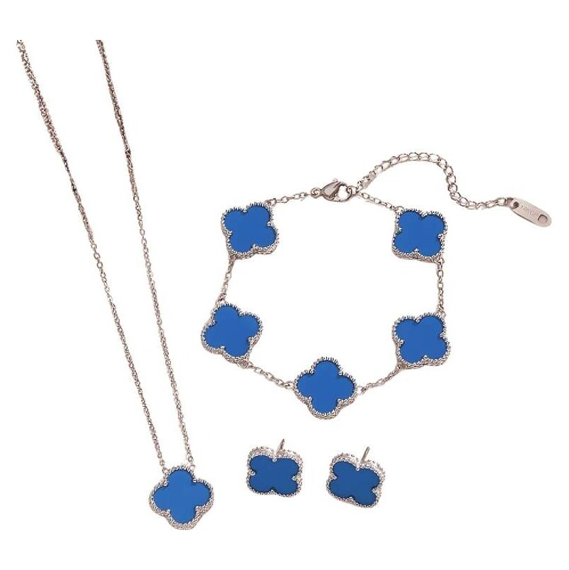 Glory Dámsky oceľový set Clover blue strieborný 667 63406998