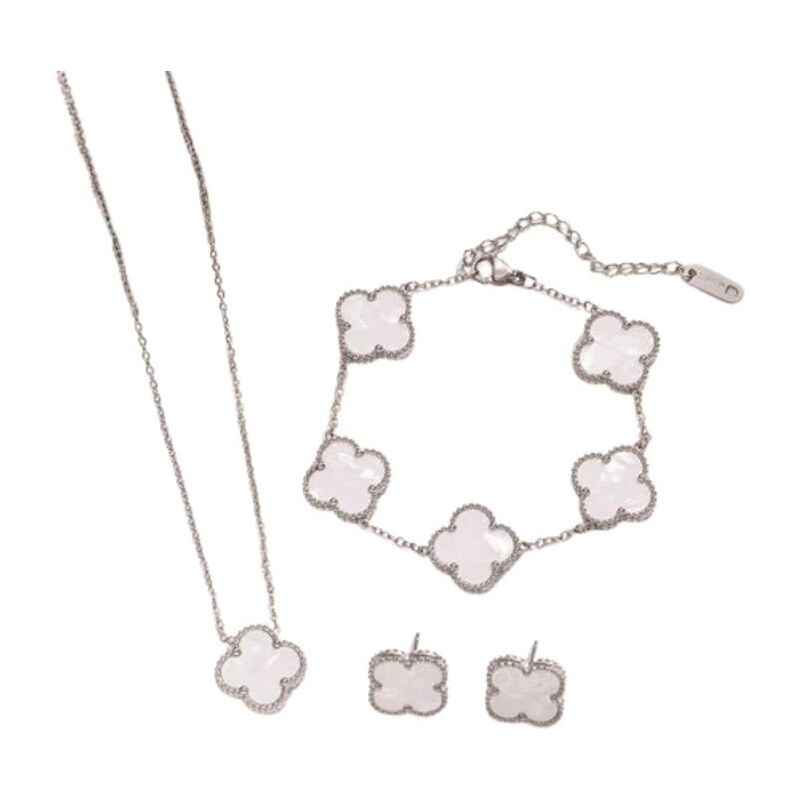 Glory Dámsky oceľový set Clover white strieborný 669 63407000