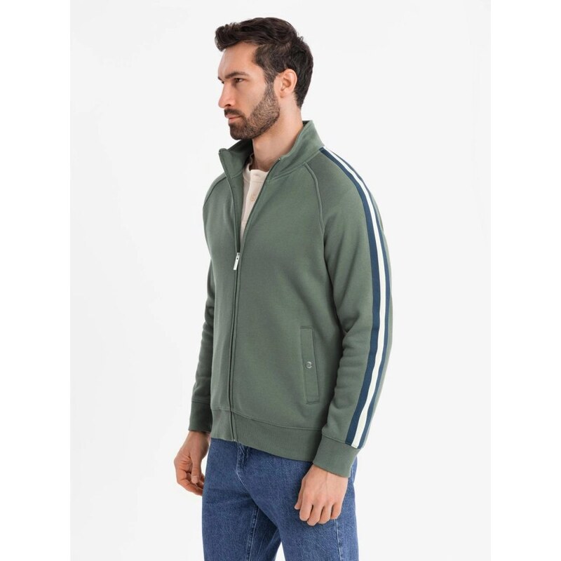 Ombre Clothing Zaujímavá olivová bomber mikina V2 SSZP-0219 63407048