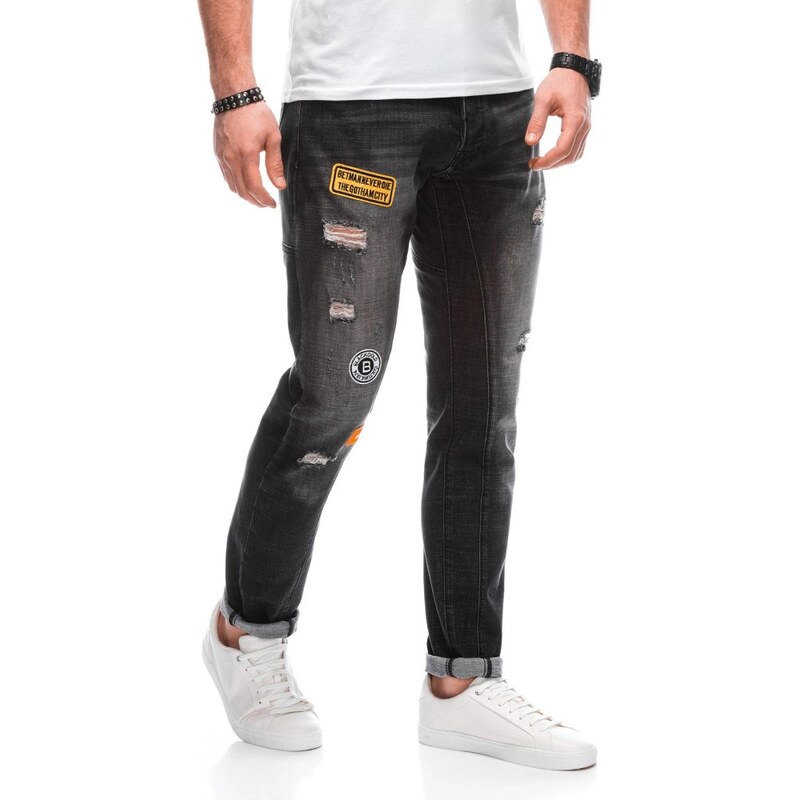 Inny Trendy čierne džínsy s nášivkami P1303 63411682