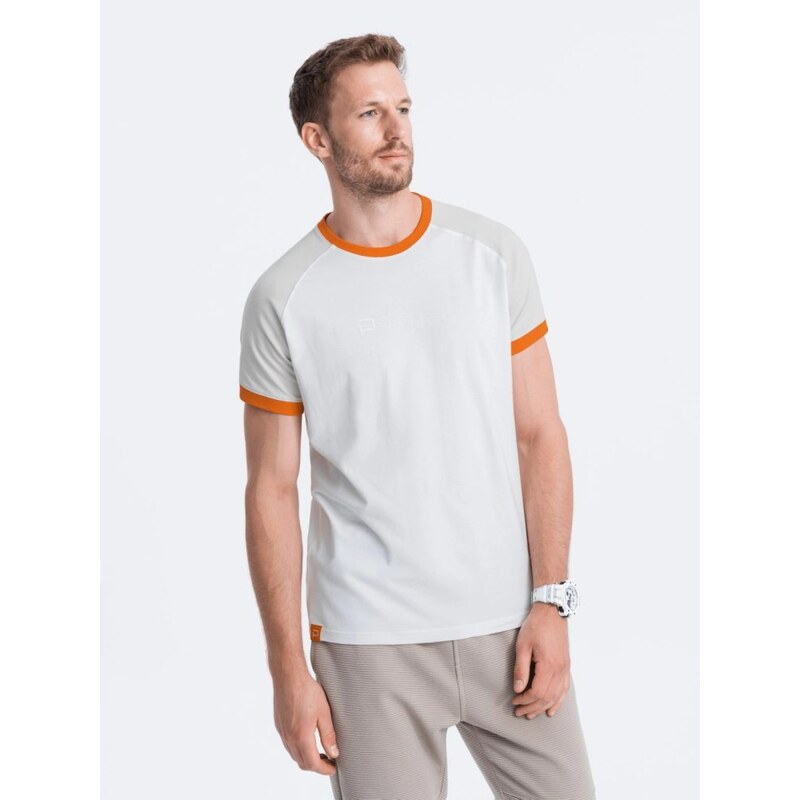 Ombre Clothing Bavlnené pánske tričko bielo-sivé s1623 63411687