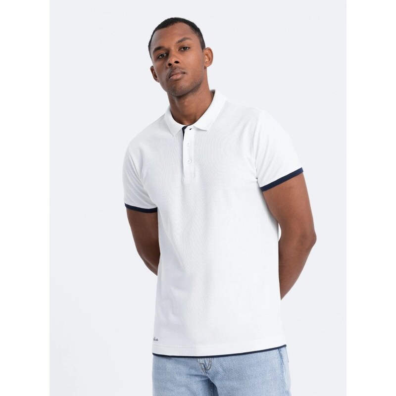 Ombre Clothing Nadčasová pánska biela polokošeľa V1 POSS-0113 63411688