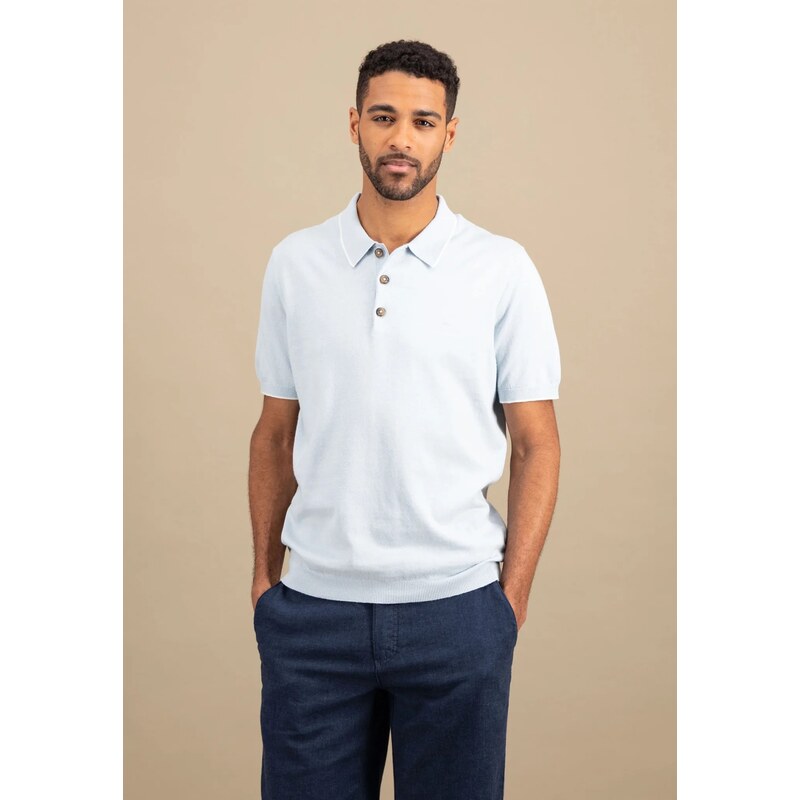 Pánska svetlomodrá bavlnená polokošeľa s ľanom FYNCH-HATTON 63411821