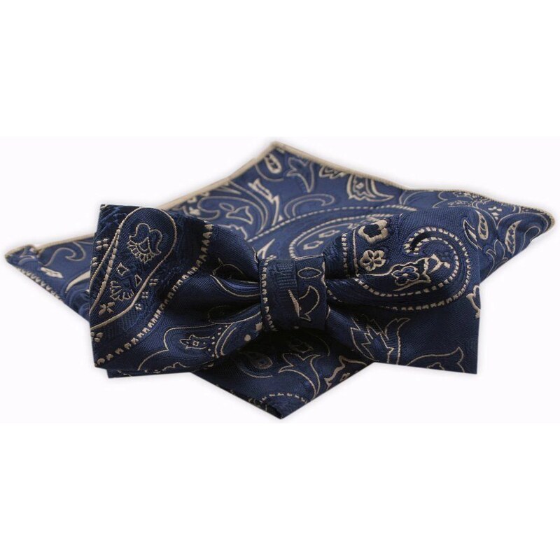 Modro-béžový pánsky motýlik 63423029