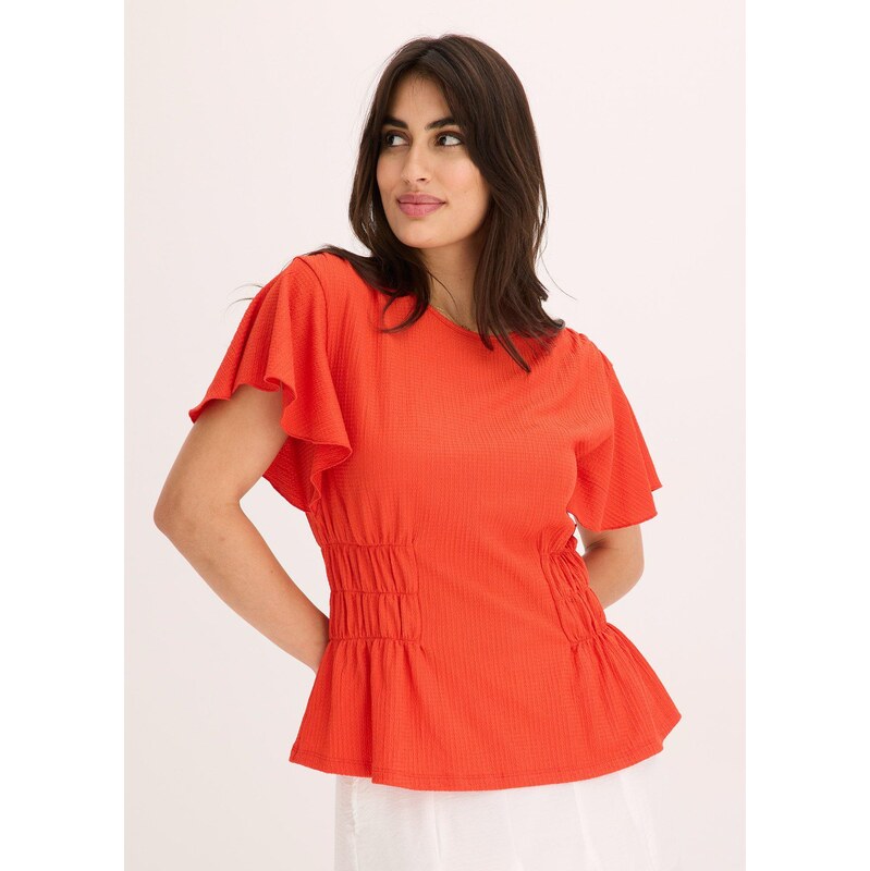 bonprix Džersejové tričko s nariasením, farba červená 63477973