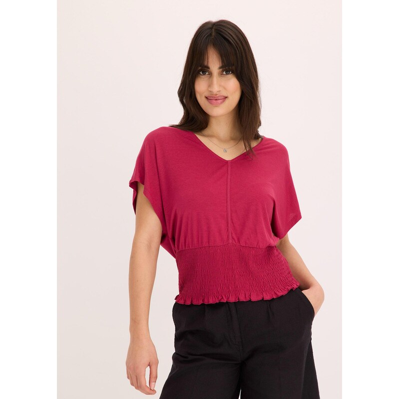 bonprix Tričko s nariaseným zakončením, farba ružová 63477994