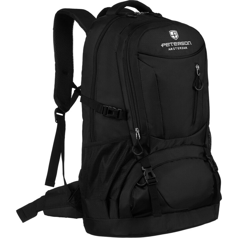 Čierny turistický ruksak z polyesteru na nastaviteľných popruhoch - 63412942