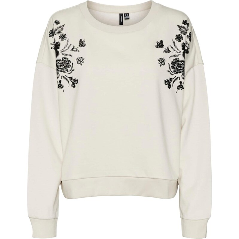 VERO MODA Mikina VMHELEN TRINA béžová / čierna 62175019