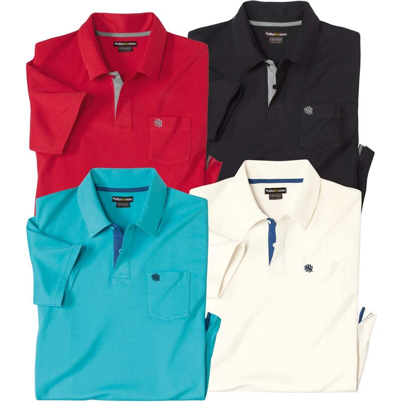 Sada 4 bavlnených polokošieľ Atlas For Men Modrá 63417797