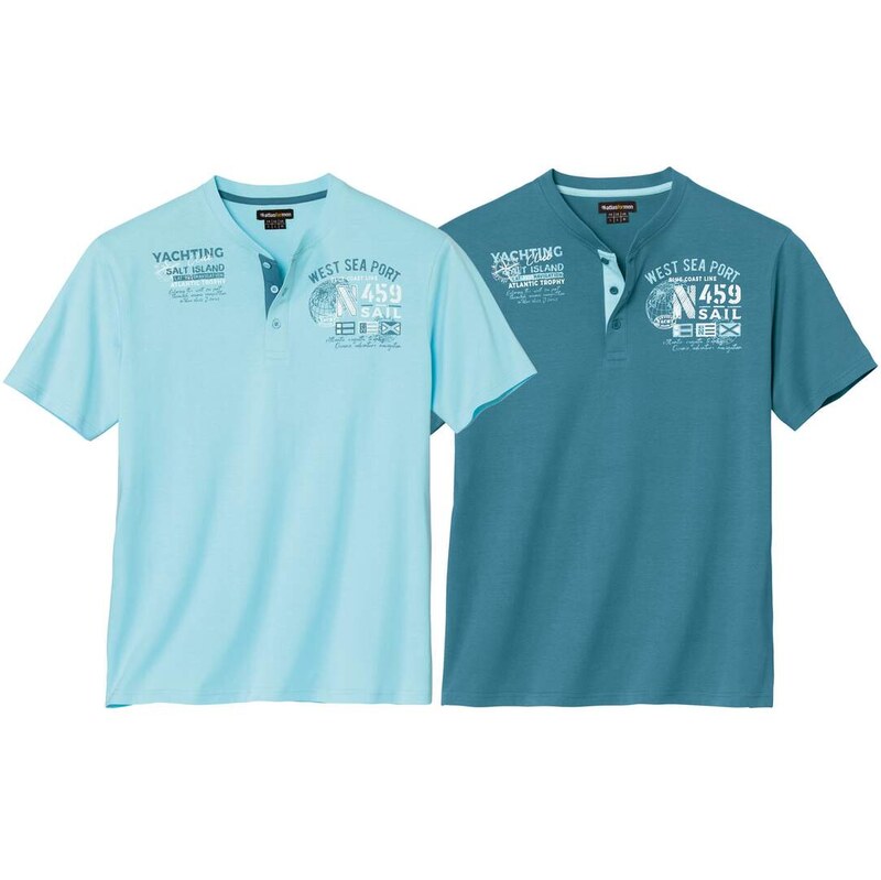 Sada 2 tričiek so zapínaním na gombíky Calvi Atlas For Men Modrá 63417803