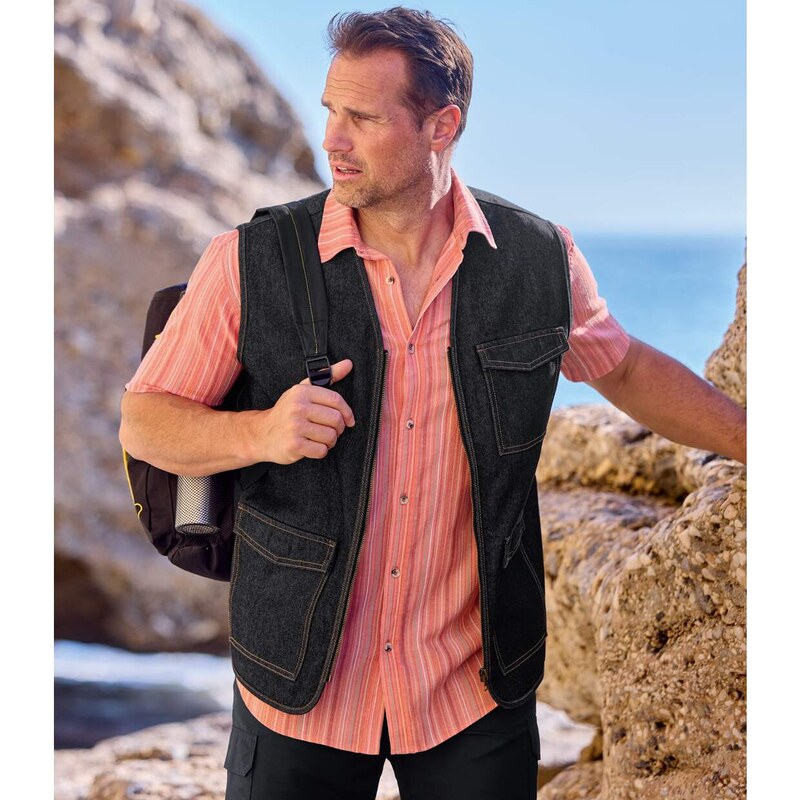 Rifľová vesta na zips Atlas For Men Čierna 63417809