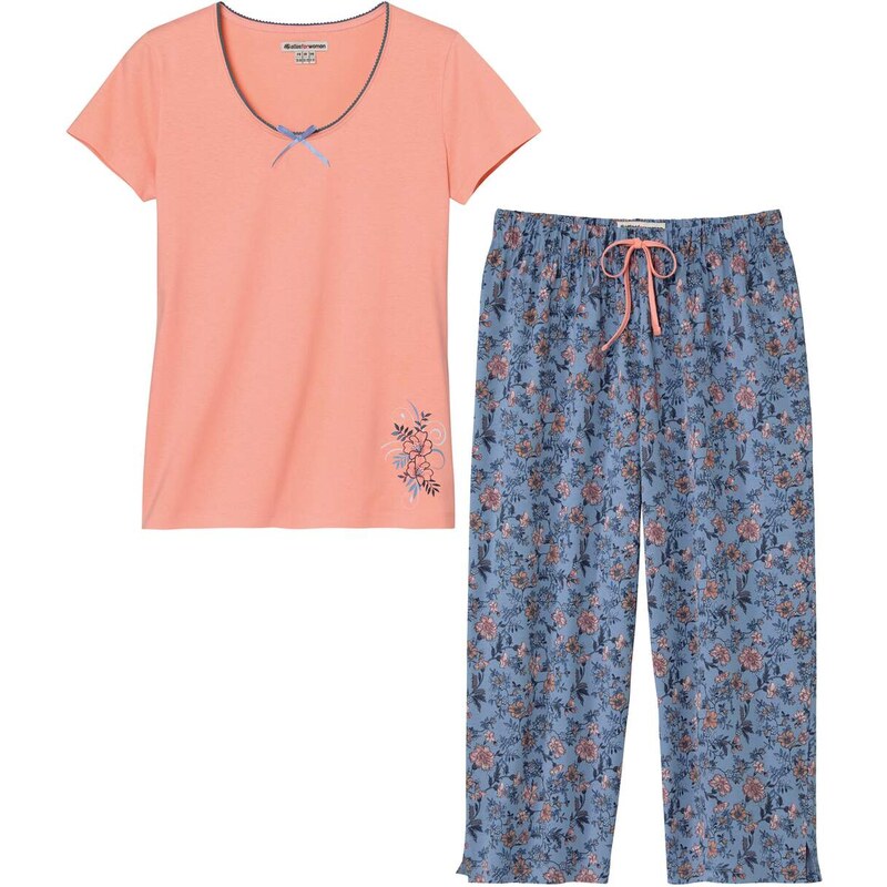 Letné bavlnené pyžamo s kvetinovou potlačou Atlas For Men Ružová 63417843