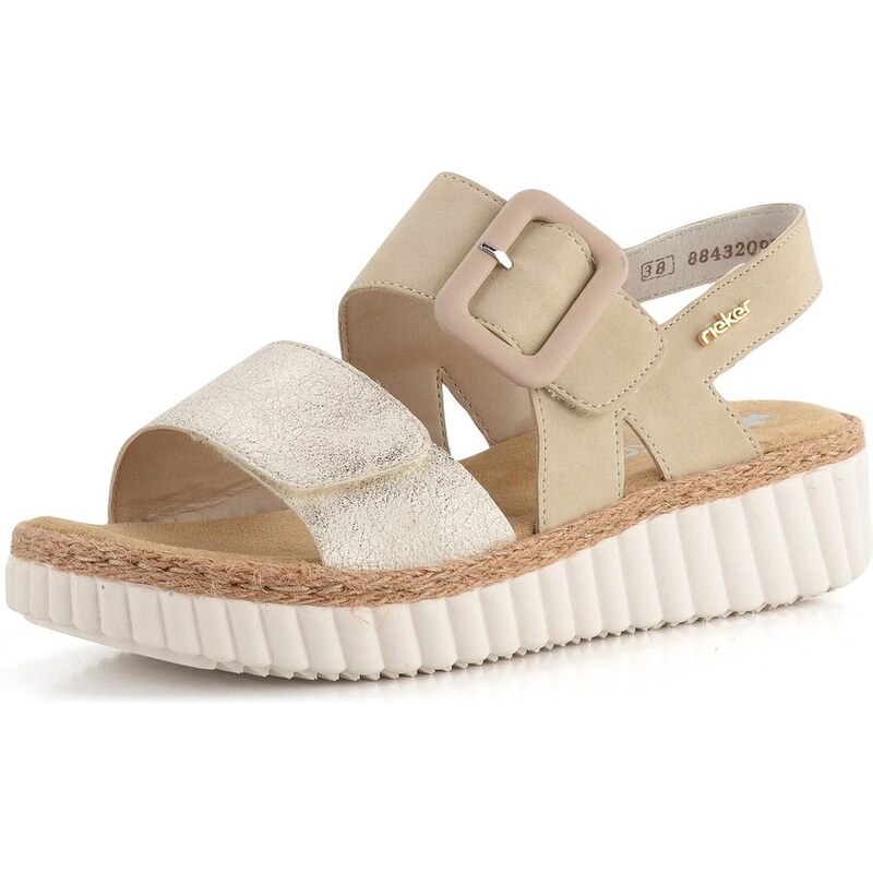 Rieker sandále na kline beige-gold/perle 69260-60 50120868