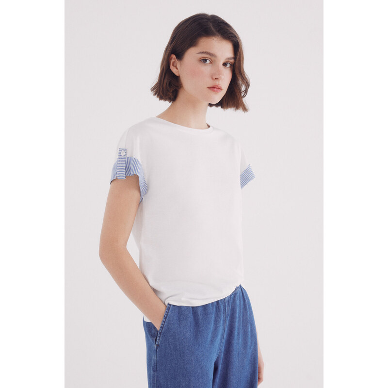 SPRINGFIELD Dámske tričko s vyrolovaným rukávom 63423209