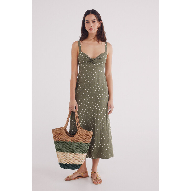 SPRINGFIELD Bodkované midi šaty na ramienka 63423219